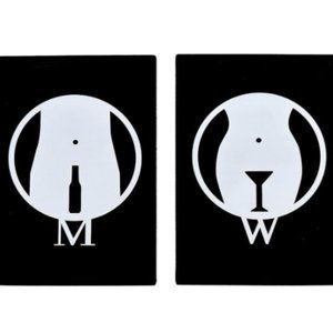 Funny Bathroom Signs - Men/Women Restroom Door Signs for Home/ Business